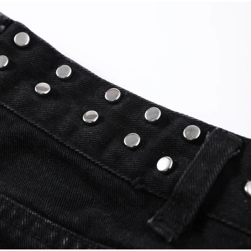 LIZAKOSHT  -  Chic Diamonds Leopard Pentagram Pants For Women Straight-leg Ankle-length Pocket Jeans 2025 Spring Summer Female Casual Trousers
