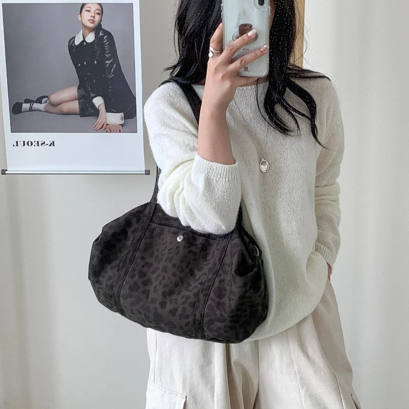 LIZAKOSHT  -  Wild Leopard Print Nylon Shoulder Bag Large Capacity Multipocket Tote Bag Trendy Women Casual Purse Guangzhou High Quality Bag