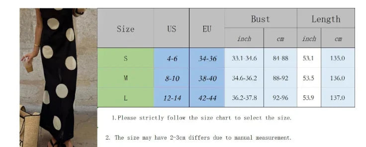 LIZAKOSHT  -  Retro Large Polka Dots Sleeveless Dress Women Chic Round Neck Off-shoulder Slim Midi Dresses Lady Holiday Street Vestidos