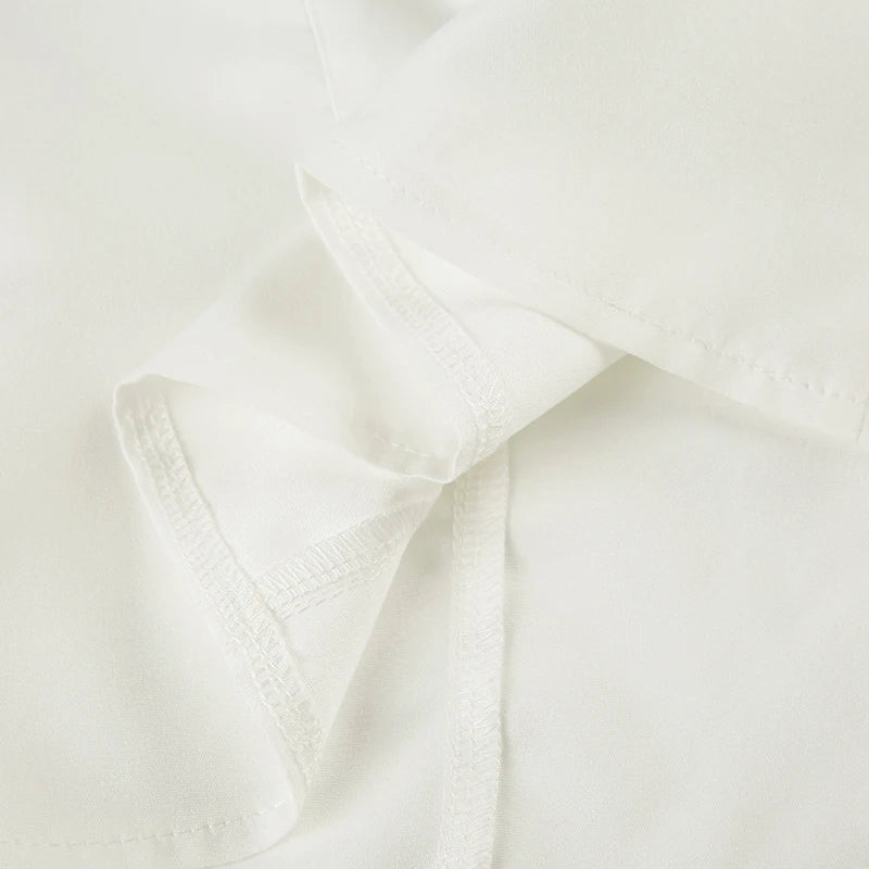 LIZAKOSHT  -  Casual Solid White Crop Blouses for Women Fashion Turn-down Neck Shirts Streetwear Korean Y2K Button Up Clothings