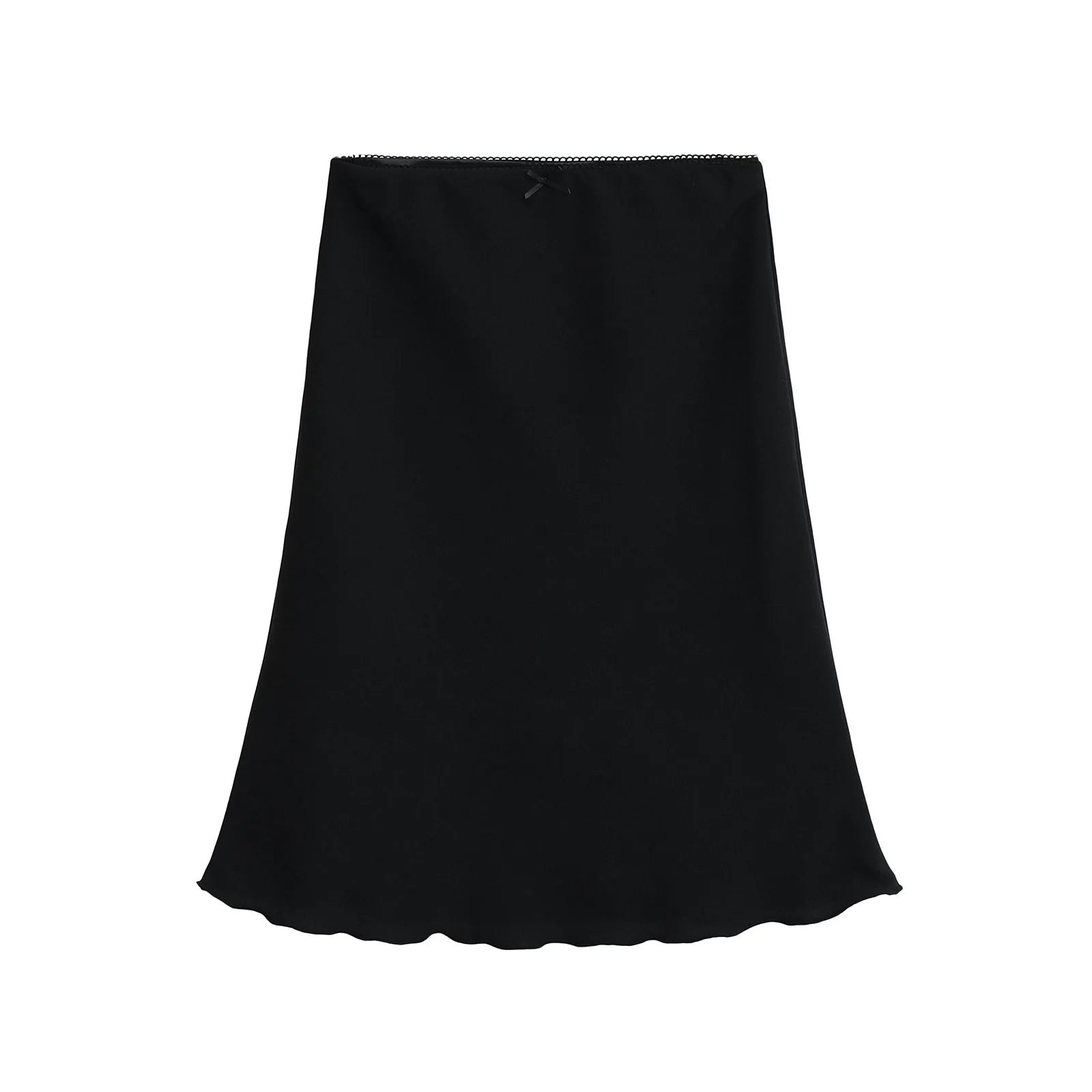 LIZAKOSHT  -  Elegant High-waisted Slimming Contrasting Half-skirt for Women with Bow Accents and A Draping Mid-length Dress