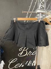 LIZAKOSHT  -  Black Low Waist Mini Pleated Skirts Women Summer New Cotton Simple A-line Shorts Faldas Vintage Y2k Streetwear Solid Sweet Skirt
