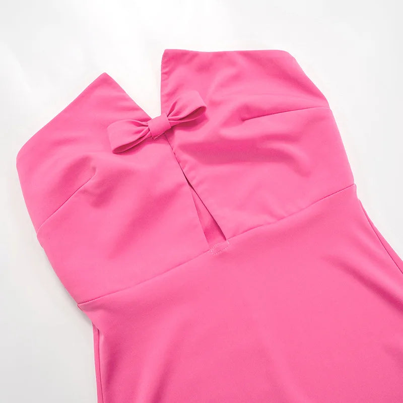 LIZAKOSHT  -  Off-Shoulder Bow Slim Long Dress Women's Fashion Collage Sexy Hollow Backless Elegant Evening Dress Women's Long Dress