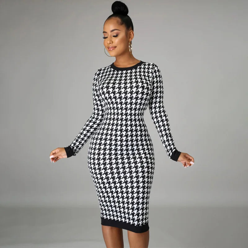 LIZAKOSHT  -  Elegant Fashion Temperament Casual Women Long Sleeve Midi Dress Hollow Out Bodycon Sexy Streetwear 2025 Autumn Winter Club