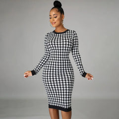 LIZAKOSHT  -  Elegant Fashion Temperament Casual Women Long Sleeve Midi Dress Hollow Out Bodycon Sexy Streetwear 2025 Autumn Winter Club
