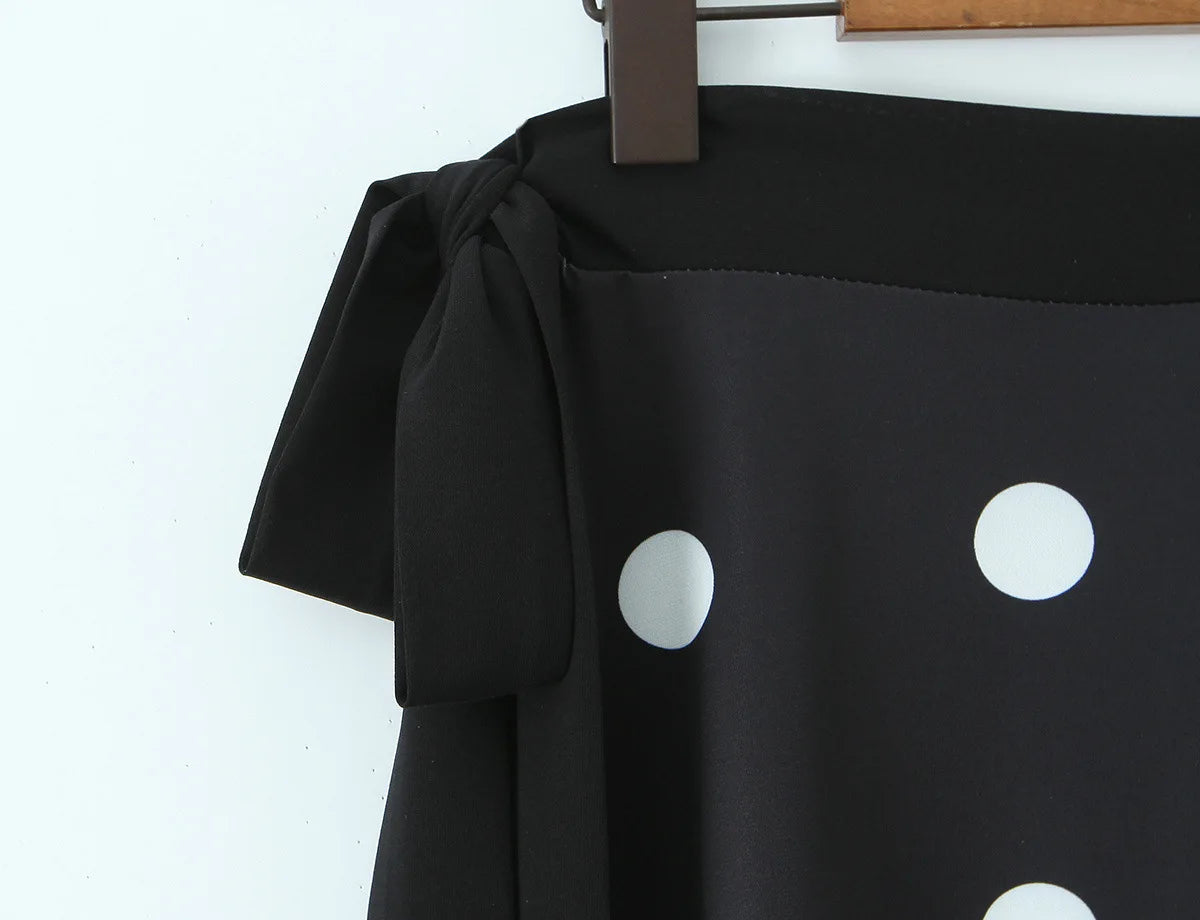 LIZAKOSHT  -  Halter Neck Camisole Polka Dot Skirt Set Women's Summer Sexy Fashionable Personality Neckband Backless Beach Vacation Black Set