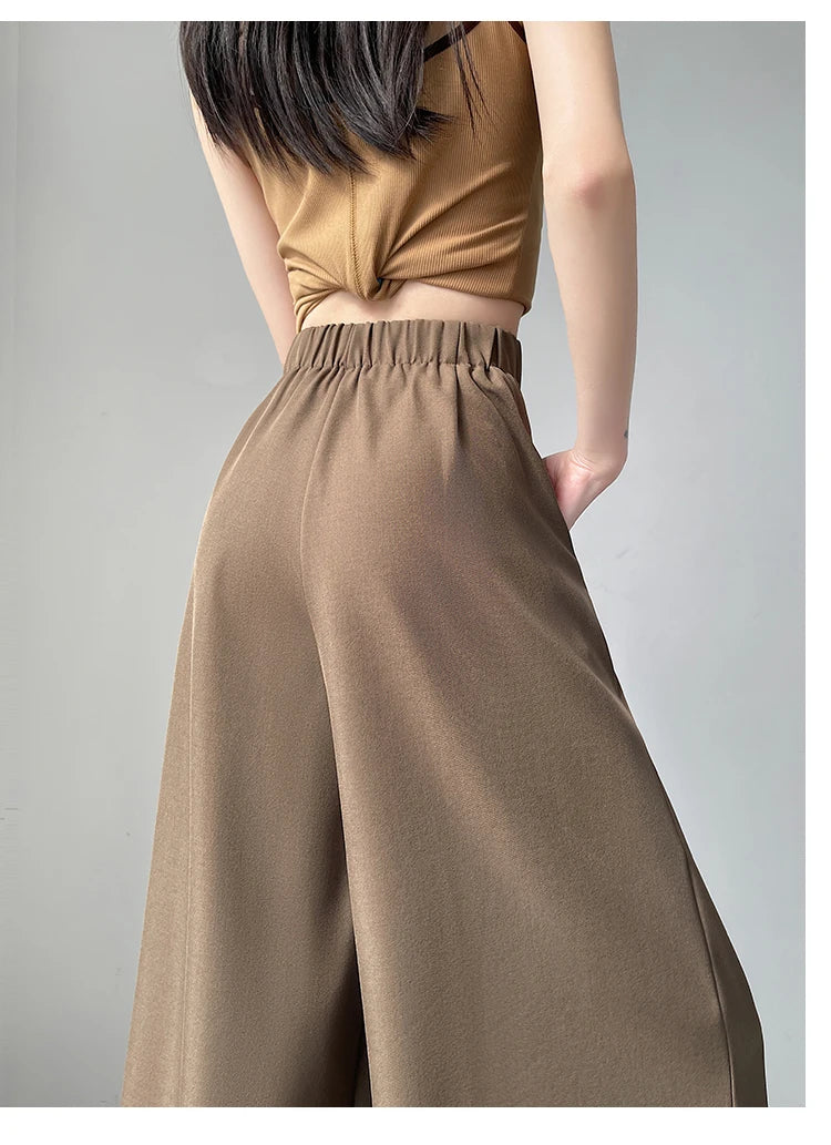 LIZAKOSHT  -  New Spring Summer Buttons High Waist Wide Leg Pants for Women High Waist Lace-up Straight Loose Full Length Trousers Female