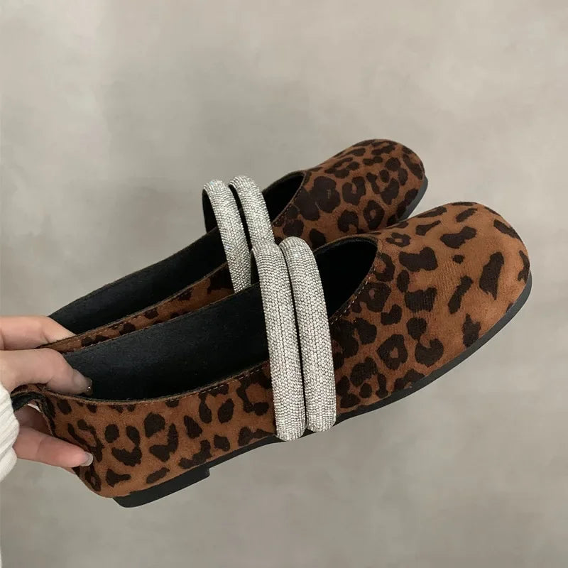 LIZAKOSHT  -  Rhinestone Designer Mary Jane Shoes Fashion Comfort Loafers Women Soft Sole Retro Mules Pumps Shiny Flat Ballet Shoes Female