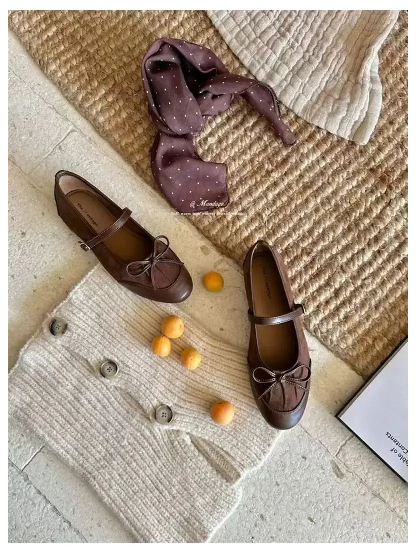 LIZAKOSHT  -  Autumn Fashion Leopard Print Flats Shoes Women Ankle Strap Flats Square Toe Bow Knot Leisure Soft Comfort Female Mary Janes
