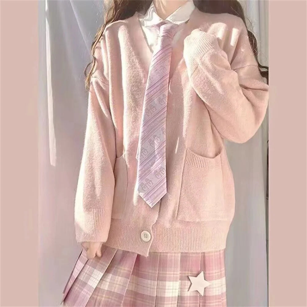 LIZAKOSHT  -  Autumn Winter Button Knitted Top for Women V-neck Ladies Sweaters Cardigan Korean Fashion Vintage Warm Women's Clothing Top