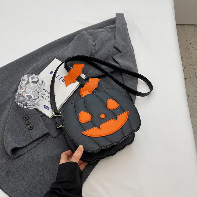 Halloween Pumpkin Crossbody Bag for Women Novelty Pumpkin Purse Halloween Devil Shoulder Bag Funny Crossbody Purse