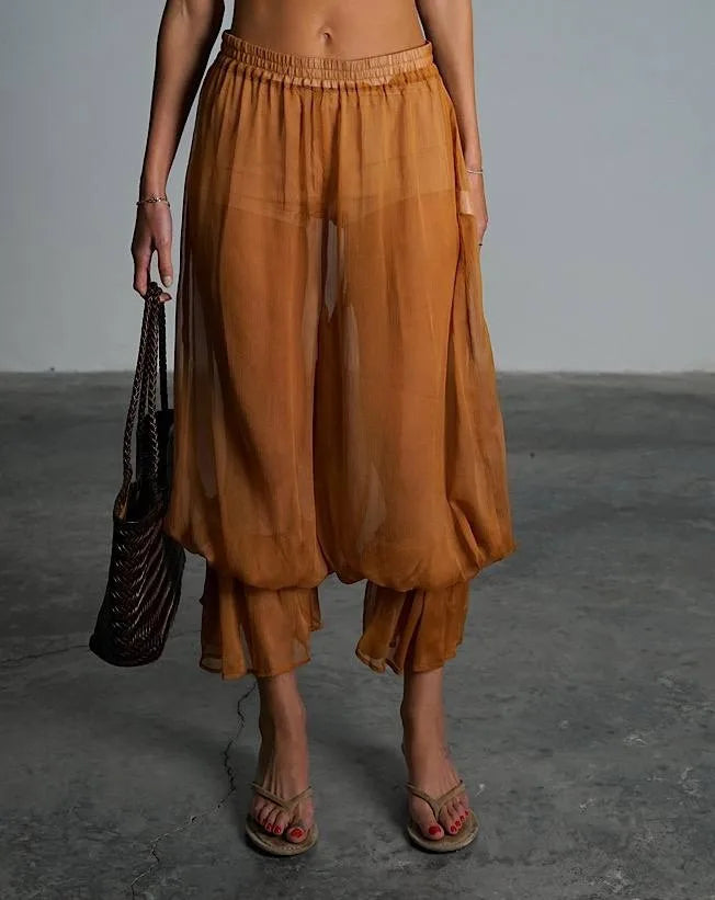 LIZAKOSHT  -  spring summer euramerican puff pleated women pants y2k aesthetic mesh stretch waist loose all match trousers harajuku punk pant