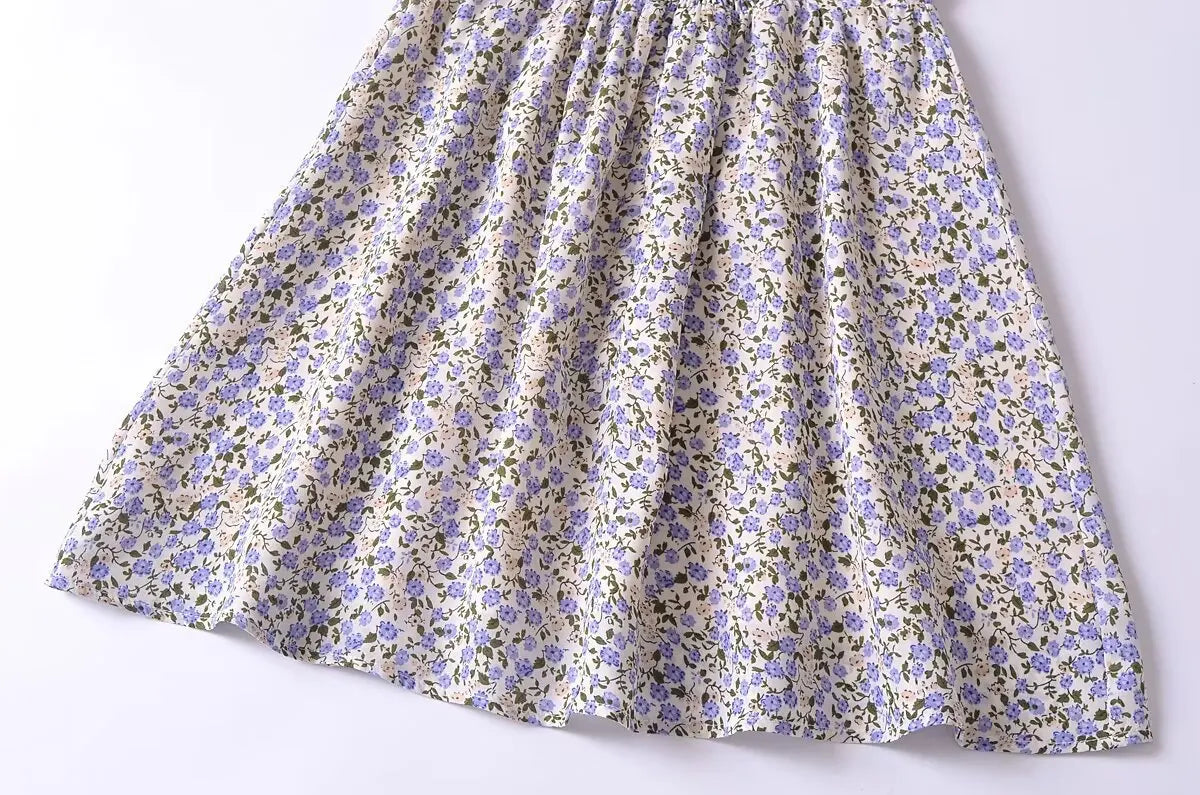 LIZAKOSHT  -  European and American Style Women's New Floral Print Heart-shaped Collar Waist Slim Strap Dress