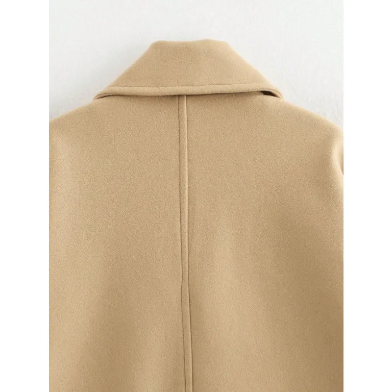 LIZAKOSHT  -  Elegant Single Breasted Wool Jacket Women Burgundy Loose Lapel Long Sleeve Pocket Female Coat 2025 Autumn Solid Commute Outwear
