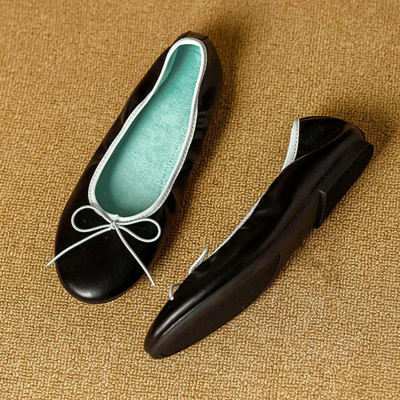 LIZAKOSHT  -  Cosy Soft PU Leather Round Toe Flat Heels Woman Sandals Fashion Butterfly-kont Daily Dress Casual Shoes