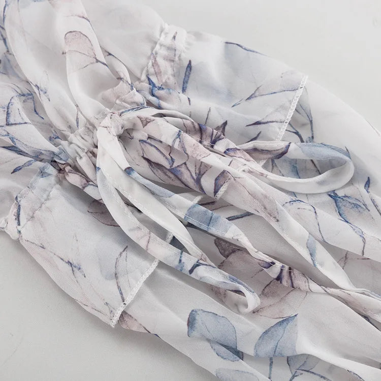 LIZAKOSHT  -  Ruffled Printed Lace-Up Mini Dress Female Square Collar Patchwork Elegant Contrast Party Dress Clothes Women Bodycon Dress