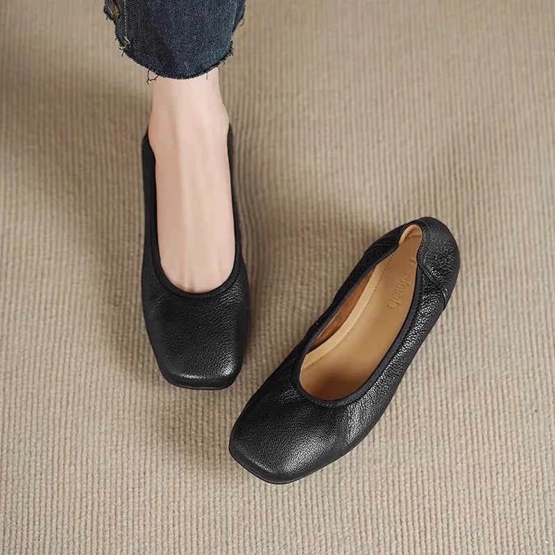LIZAKOSHT  -  Leather Low-Heel Slip-On Women's oes Soft Bot Faionable Comfortable Casual Footwear for Middle-Aged And Young Women