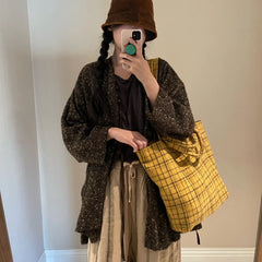 LIZAKOSHT  -  College Students Tote Bags Vintage Contrast Color Plaid Handbags New Streetwear Women Casual Shoulder Underarm Bag Y2k Aesthetic