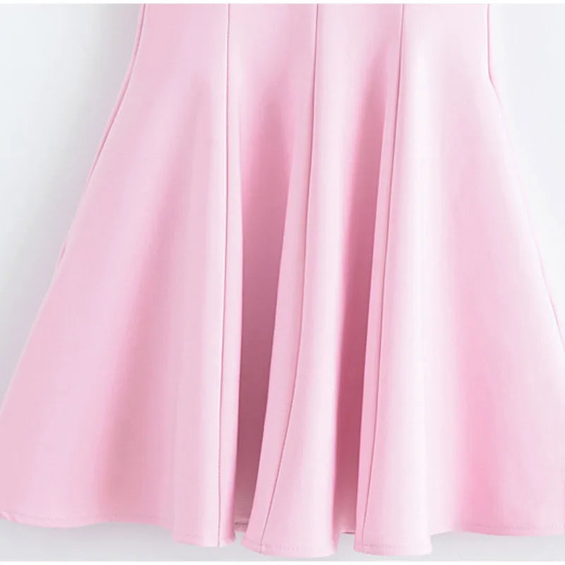 LIZAKOSHT  -  Sexy Solid Halter Backless Short Dresses Women Fashion Sleeveless High Waist Slim Mini Dress Female Summer Chic Casual Robes