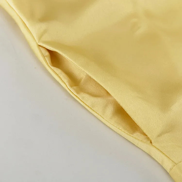 LIZAKOSHT  -  Satin Yellow Maxi Skirt for Women – High Waist Slim Fit Pocket Design Draped Silky Long Skirt Elegant Summer Outfit