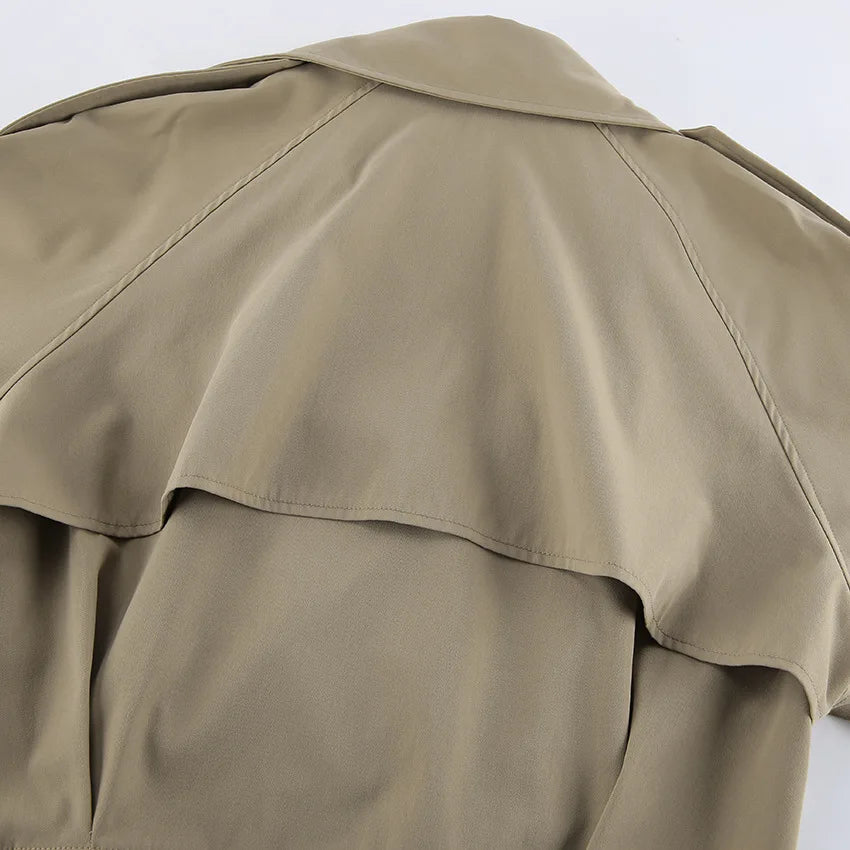 LIZAKOSHT  -  Autumn New Cropped Trench Jacket Women Streetwear Double Breasted Long Sleeve Casual Short Top Female Fashion Coat Outfits 2025