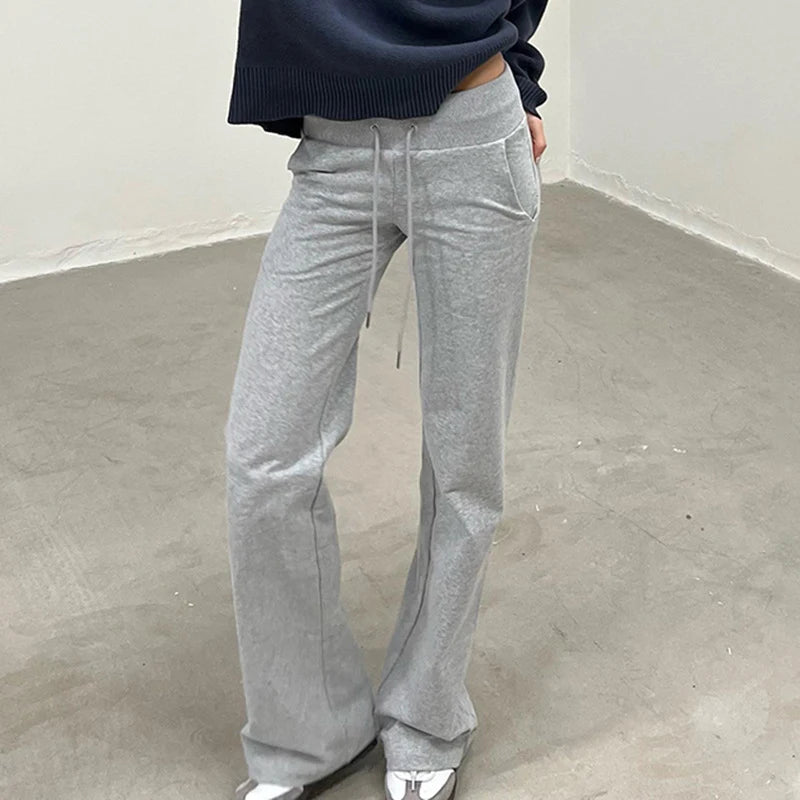 LIZAKOSHT  -  Casual Winter Autumn Women High Waist Drawstring Lace Up Pockets Sweatpants Slim Fit Sporty Fitness Leggings for Lady Clubwear