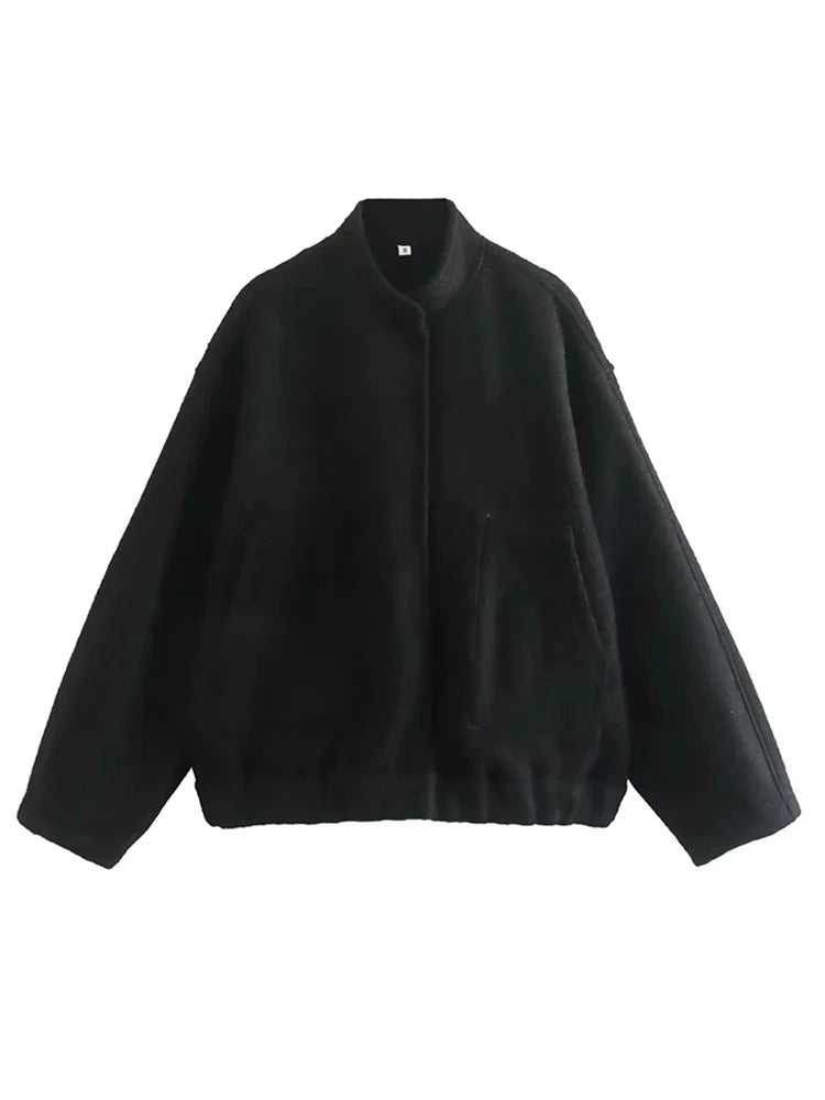 LIZAKOSHT  -  Fashion Oversized Baseball Bomber Jacket for Women Spring Long Sleeve Coats High Stree Female Stand Collar Loose Outwear