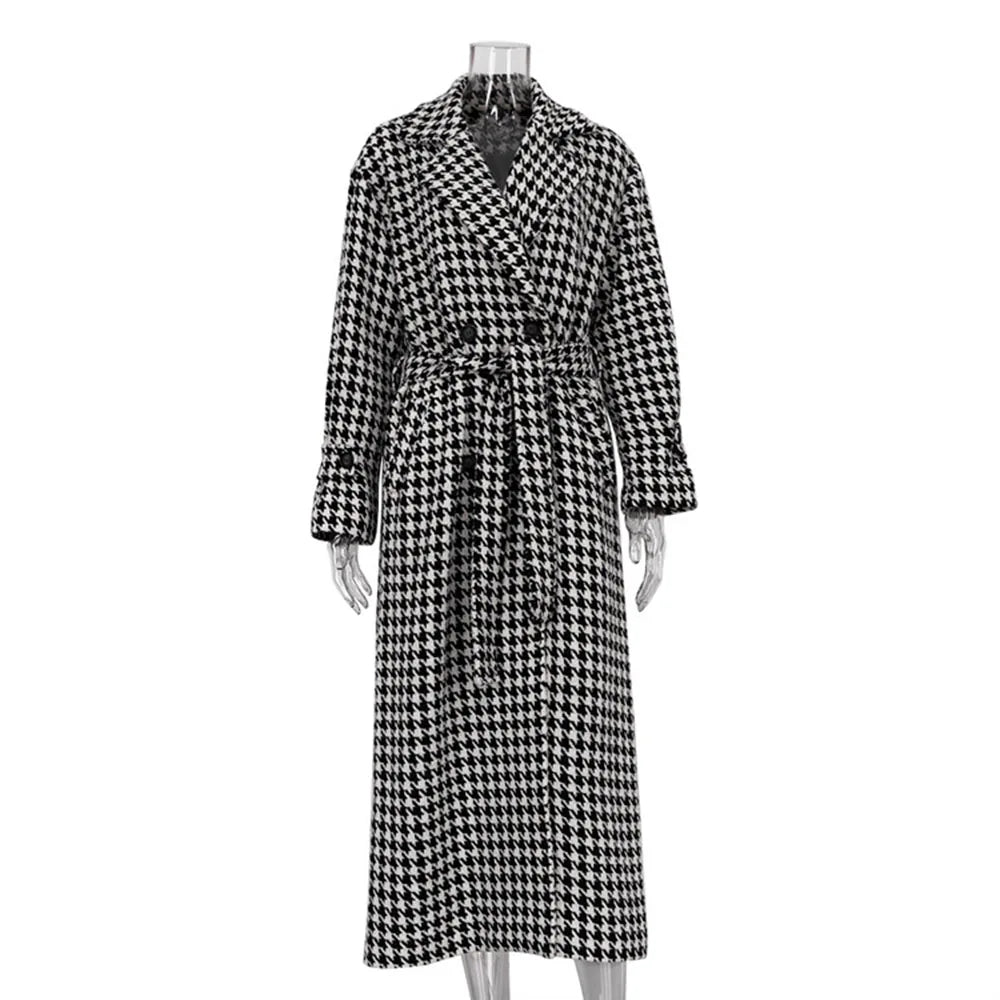 LIZAKOSHT  -  Classic Houndstooth Women's Blazer Luxury Custom Double Breasted Notch Lapel Jacket Elegant Female Clothing Outerwear