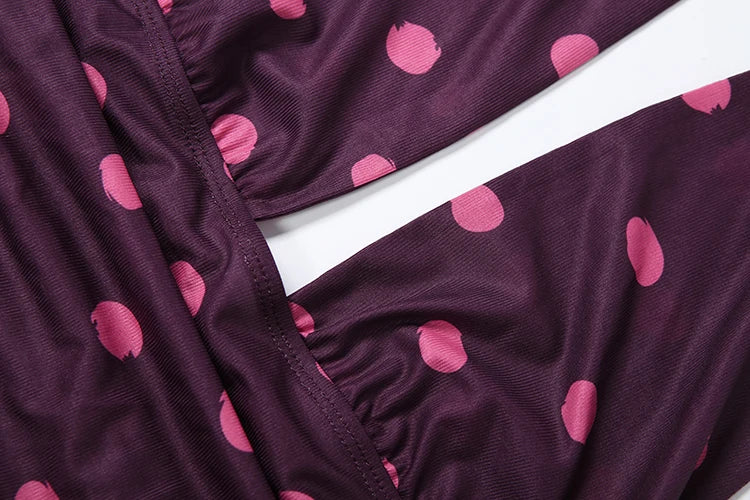 LIZAKOSHT  -  Polka Dot Print 2-Piece Set Hakter Bandage Backless v-Neck Vest+Folds Elastic Waist Skirt Vacation Elegant Suits