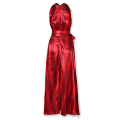 LIZAKOSHT  -  Red Dress New Spring Summer Fashion Striped Bandage V-Neck Sleeveless Sexy Evening Party Dresses Clothes For Women