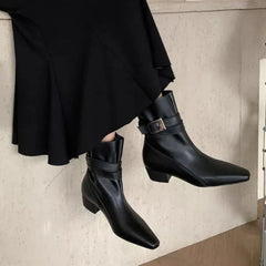 LIZAKOSHT  -  Women Elegant Fashion Ankle Boots Winter Goth Woman Shoes New Mid Heels Slip on Chelsea Designer Brand Zapatos De Mujer