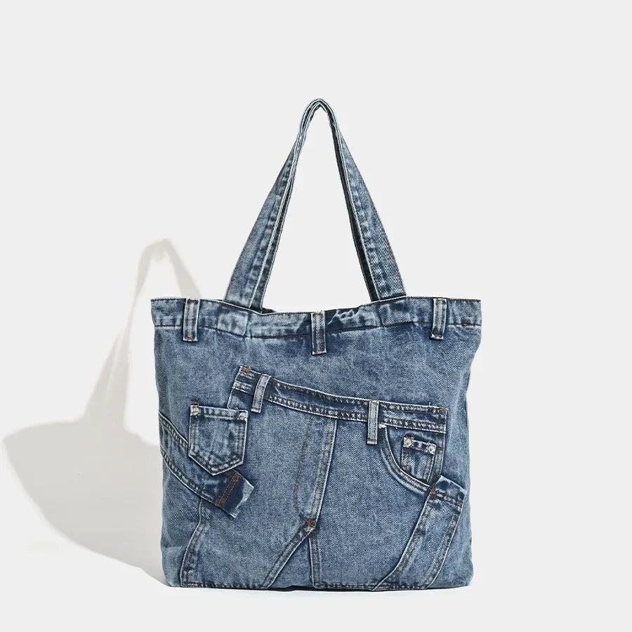 LIZAKOSHT  -  Fashion Washed Denim Women Handbag Large Capacity Casual Commute Big Tote Cowboy Female Shoulder Bags Blue Bolsos