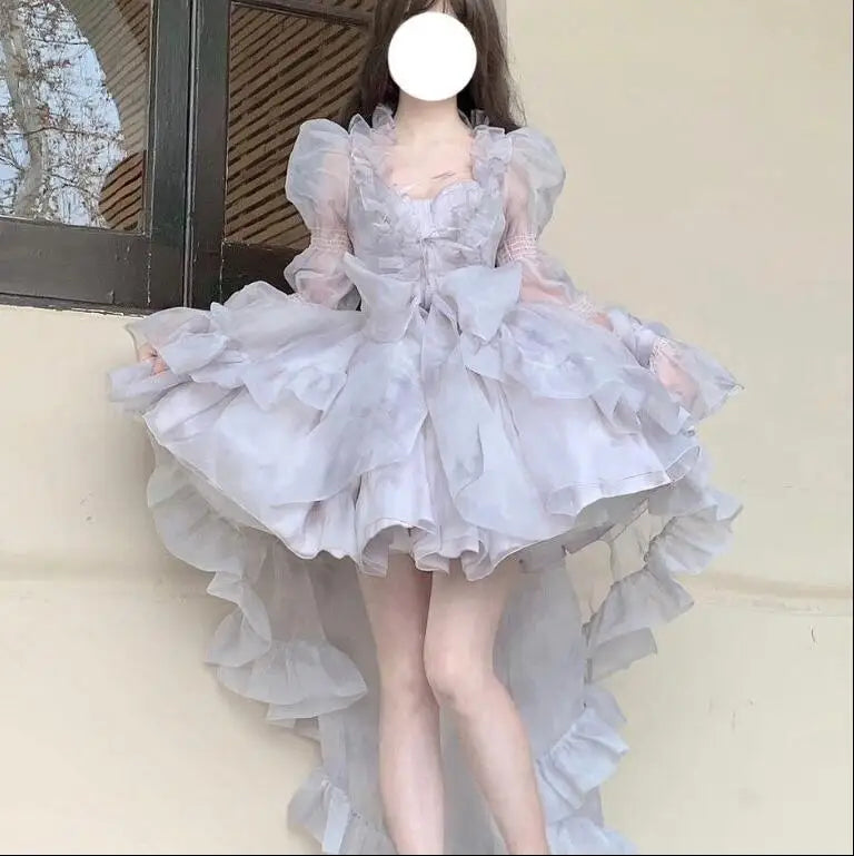 LIZAKOSHT  -  French Lolita Tube Top Vest Dress Women 2025 Summer New Sweet Girl Style High Waist Slimming Kawaii Fairy Lolita Princess Dress