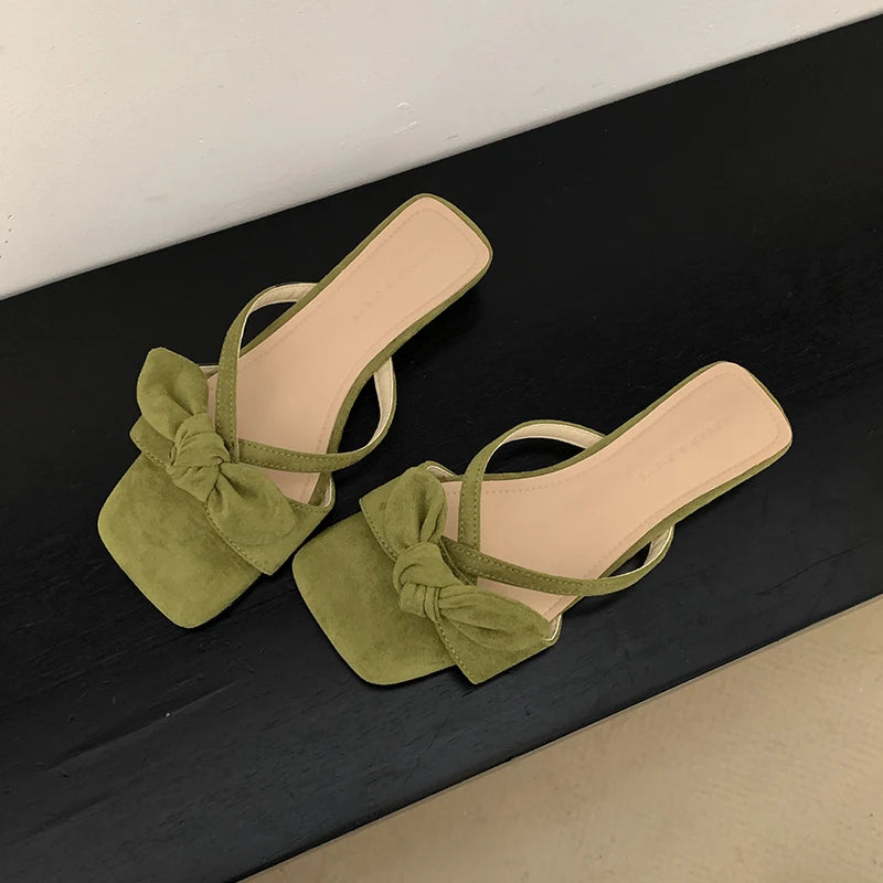 LIZAKOSHT  -  Designer Summer Women Fashion Butterfly-knot Slippers Casual Open Toe Beach Vacation Slides Party Dress Shoes