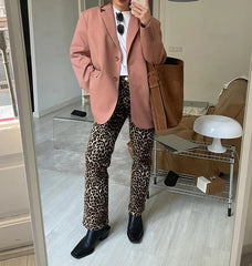 LIZAKOSHT  -  Retro Chic Leopard Print Pencil Pants For Women Fashion Casual High Waist Long Pant 2024 Spring New Female Commuting Trousers