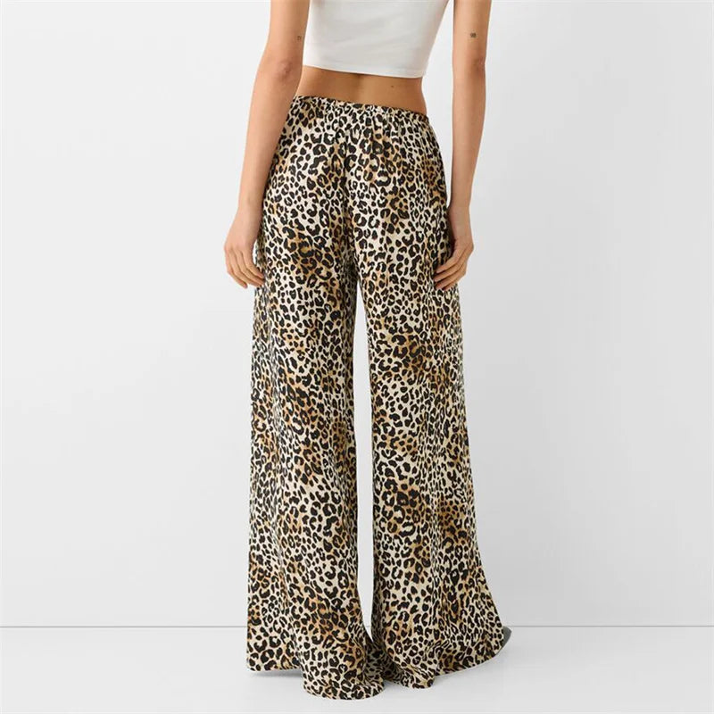LIZAKOSHT  -  Leopard Pants y2k Clothes Women Sexy Drawstring Elastic Waist Wide Leg Loose Trousers Chic Fashion Clothes Streetwear