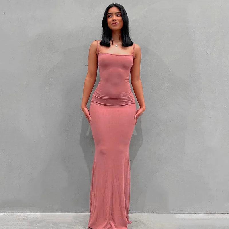 LIZAKOSHT  -  Fashion Elegant Temperament Pure Desire Sexy Long Milk Silk Wrap Dr Women's Summer Basic Thin Fabric Mid Waist Gown Tail Skirt