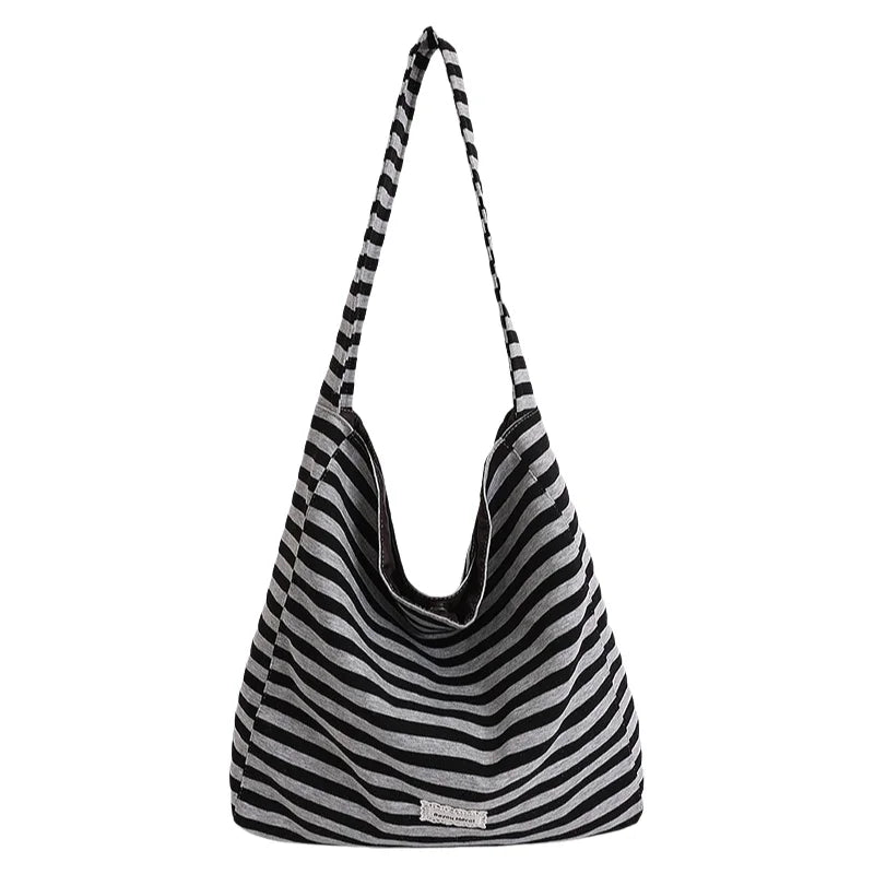 LIZAKOSHT  -  New Fashion Striped Commuter Bag Large Capacity Women's Simple Underarm Ladies Single Shoulder Bag Urban Minimalist Style
