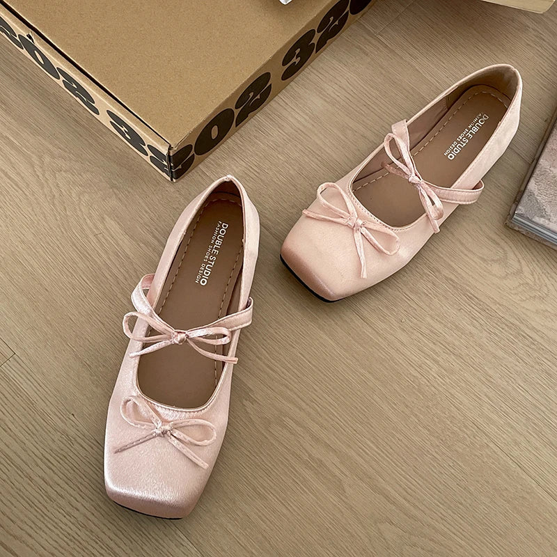 LIZAKOSHT  -  Spring Butterfly-knot Women Mary Jane Shoes Comfort Soft Sole Flats Ladies Casual Dress Ballerina Footwear