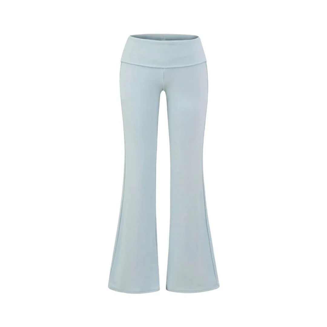 LIZAKOSHT  -  Women Folded  Low Waist  Cotton Jersey Foldover Pant Soot