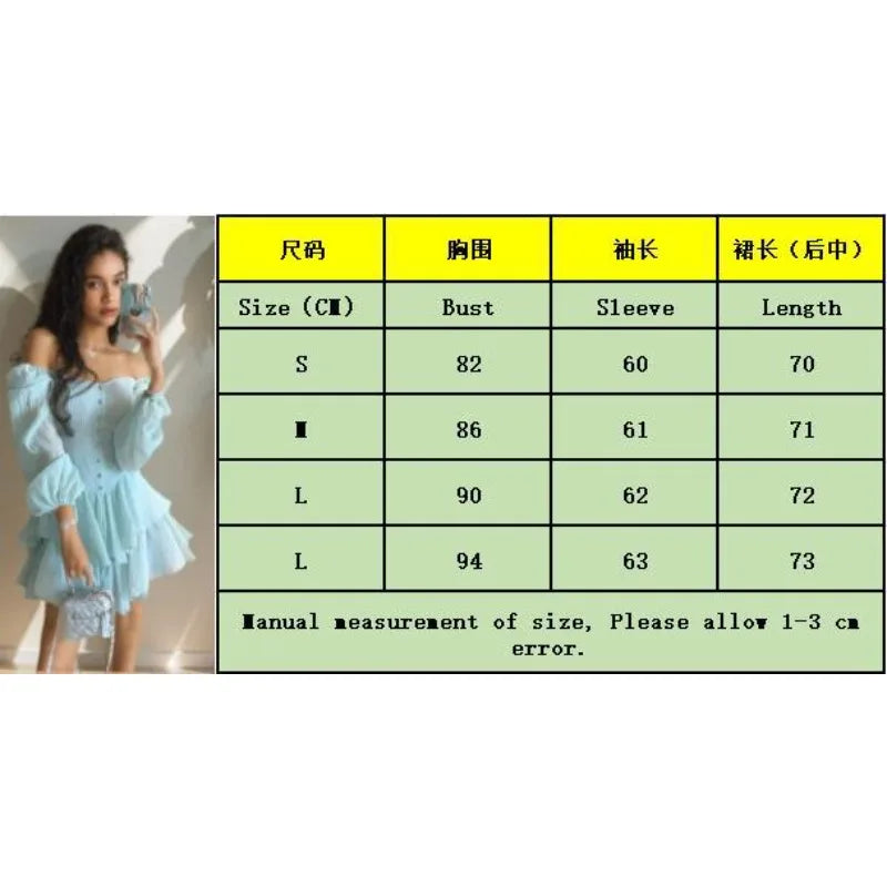LIZAKOSHT  -  Casual Fashion Spring and Summer New Ruffles Patchwork Square Collar Long Sleeve High Quality Dress Solid Color Women's Clothing