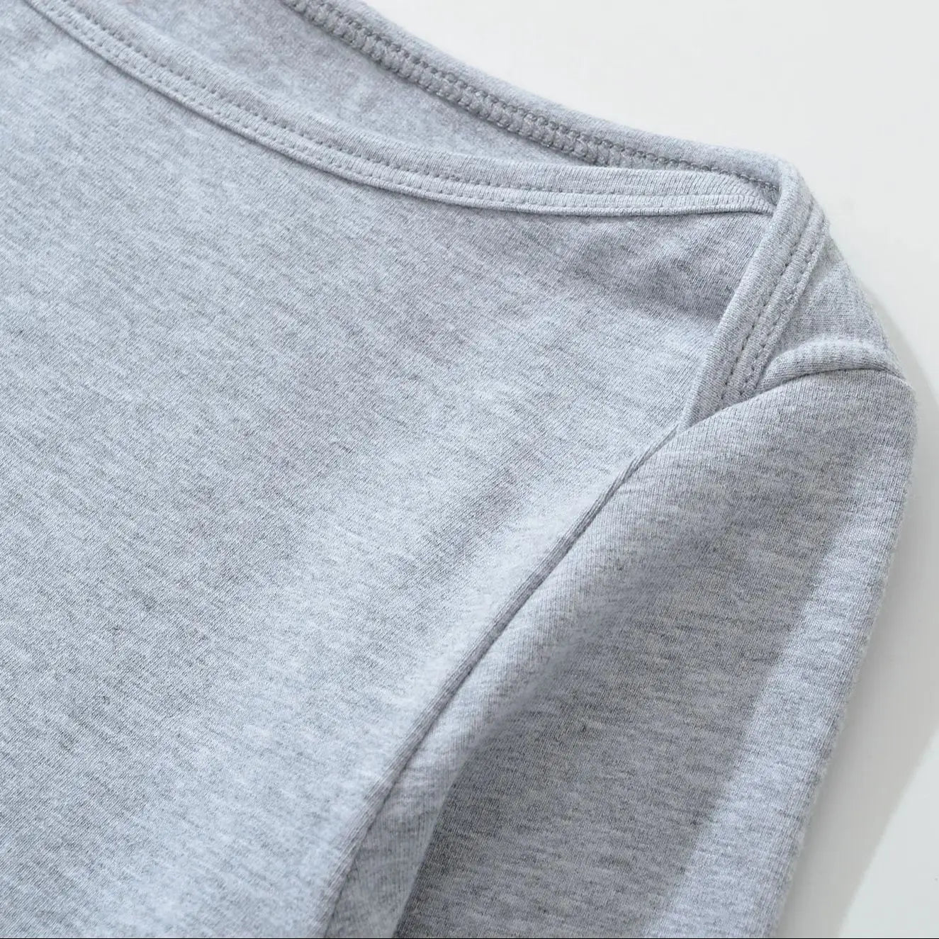 LIZAKOSHT  -  4 colors Summer Plain Color Slash Collar Jersey 3/4 Flare Sleeve Tee Women Skinny Slim fit Base Short T-shirts Crop Top Gray