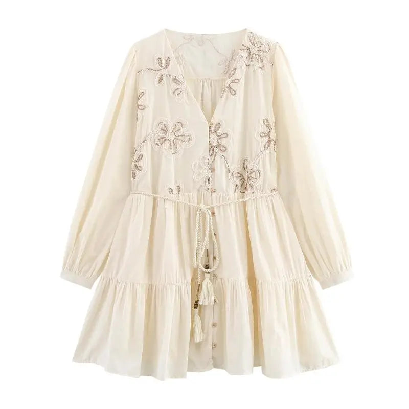LIZAKOSHT  -  Y2K Floral Mini Dress for Women Spring Elegant Party Dress Long Sleeve Short Vestidos Fashion Casual Retro Style