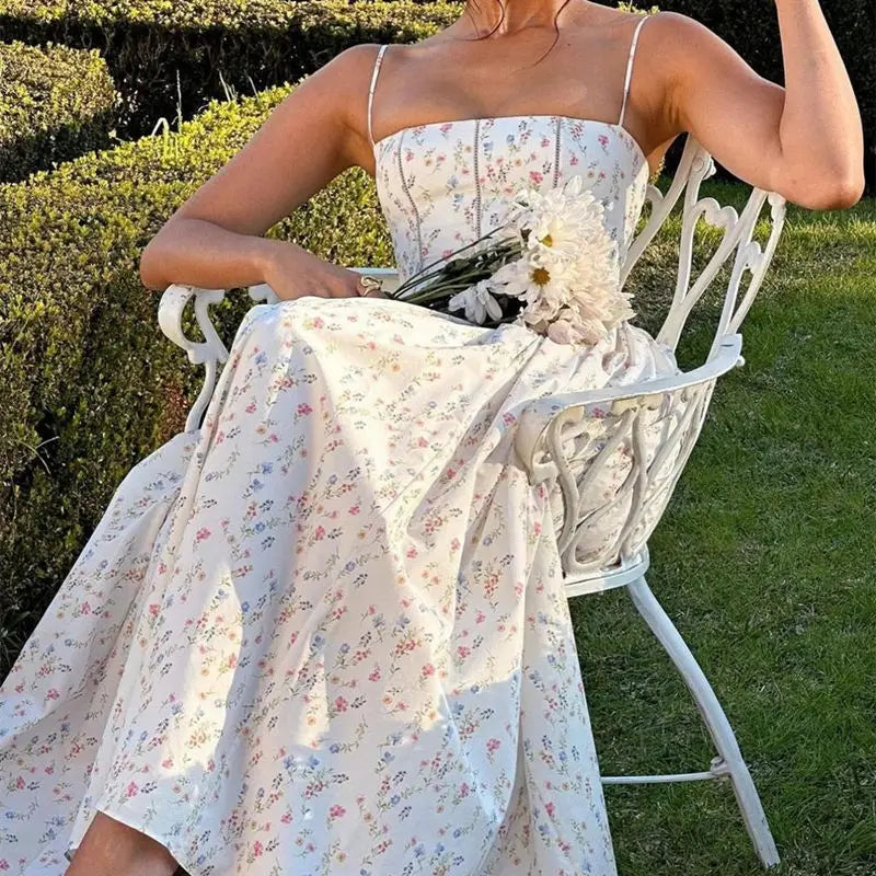LIZAKOSHT  -  Dress Sling Floral Print V Neck Backless Long Dress Summer Beach Dress High Quality Women Sexy Summer Sleeveless Long Dress