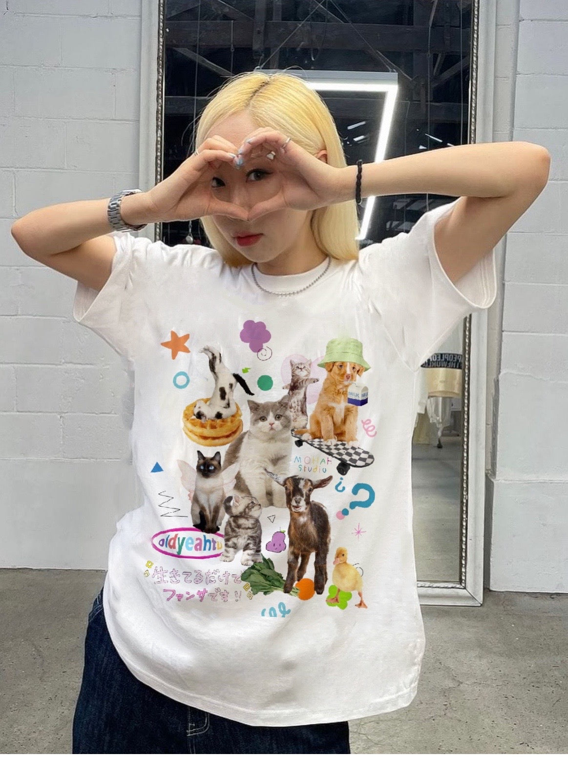 LIZAKOSHT  -  Cute Milk Cat Graphic T-Shirts for Women Oversized Retro Harajuku Fashion Streetwear Tee Shirt Y2k Aesthetic Female Tees Tops