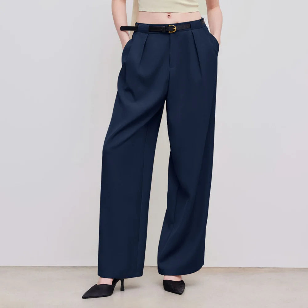 LIZAKOSHT  -  New Autumn Winter Loose Low Waist Pants Women's Straight Leg Suit Wide Leg Elegant Commuting Trousers
