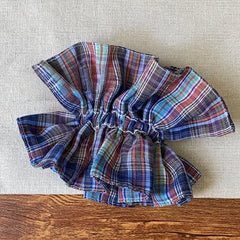 LIZAKOSHT  -  1PC Navy Blue Plaid Double-Layer Large Intestine Hair Scrunchie for Women - Elegant Hair Tie for Buns, Side Low Ponytails