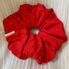 LIZAKOSHT  -  1pc Red Atmosphere Rhinestone Large Scrunchie, Korean-Style Temperament, Fashionable Niche, Daily Sweet Hair Tie, New Style