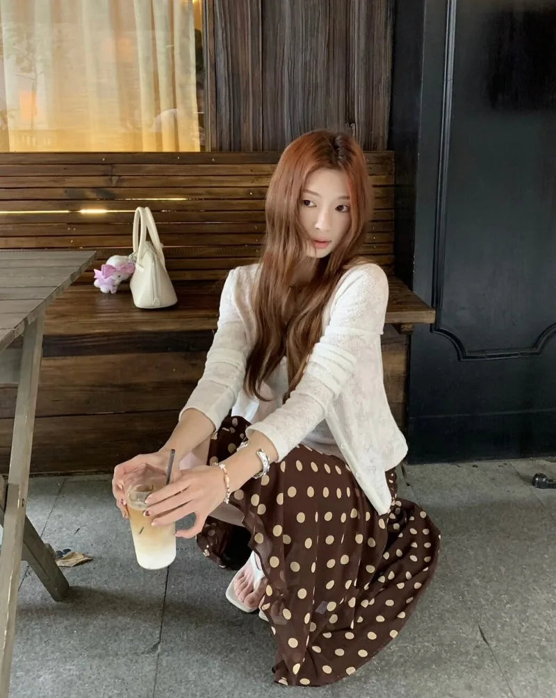 LIZAKOSHT  -  Vintage Dot Print Mini Skirt For Women Summer High Waist Folds Asymmetry Skirts Street Fashion Party Club Casual Skirt New