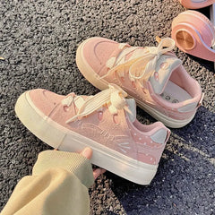 LIZAKOSHT  -  Pink Womens Sports Shoes Pink Sweet Korean Style Fashion Women Sneakers Lightweight Versatile Niche Low-top Sneaker